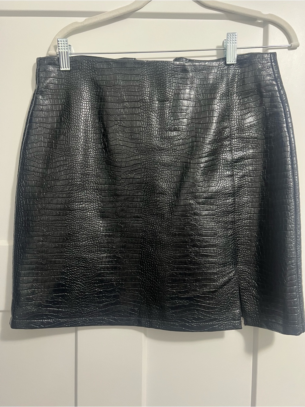 Topshop Black Faux Croc Mini Skirt